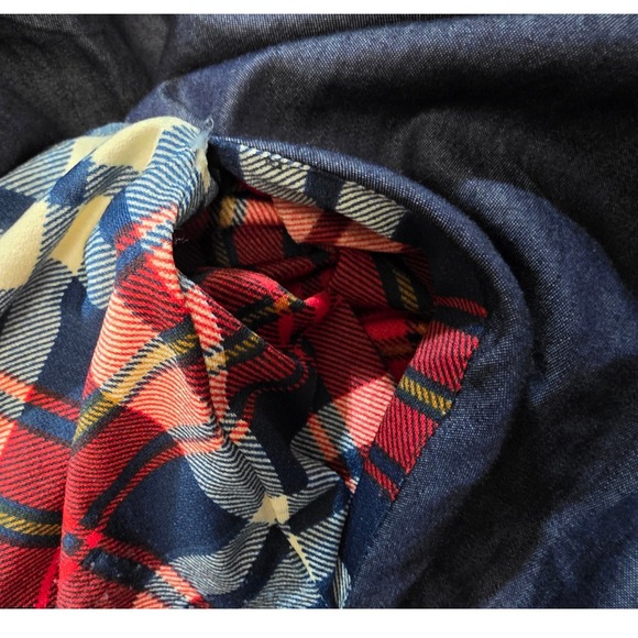 Kosmios Boho Plaid Patchwork Maxi Skirt Draped Pockets Festival Size L - Picture 15 of 16